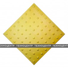 Плитка тактильная из высокопрочного бетона с линейным расположением конусных рифов, цвет жёлтый, 500x500 мм