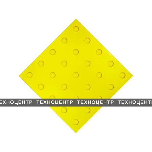 Плитка тактильная ПВХ, желтая, с линейным расположением конусов, размер - 300 x 300 x 4 мм