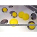 Конус тактильный со штифтом, комб. (рифл. круги) D35x5x15, H5 мм, AISI316 PU, желтый (преодолимое препятствие, непреодолимое препятствие)